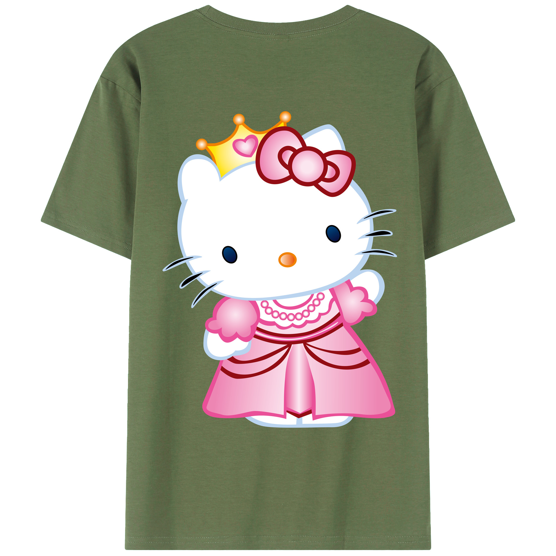 （画像用） Hello Kitty ハローキティ 綿100％ メンズ半袖Tシャツ（バックプリント） 通気性